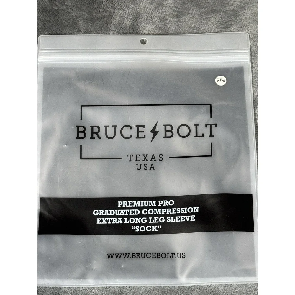 BRUCE BOLT Leg Sleeves S/M White Compression Extra Long Adult Baseball Sock